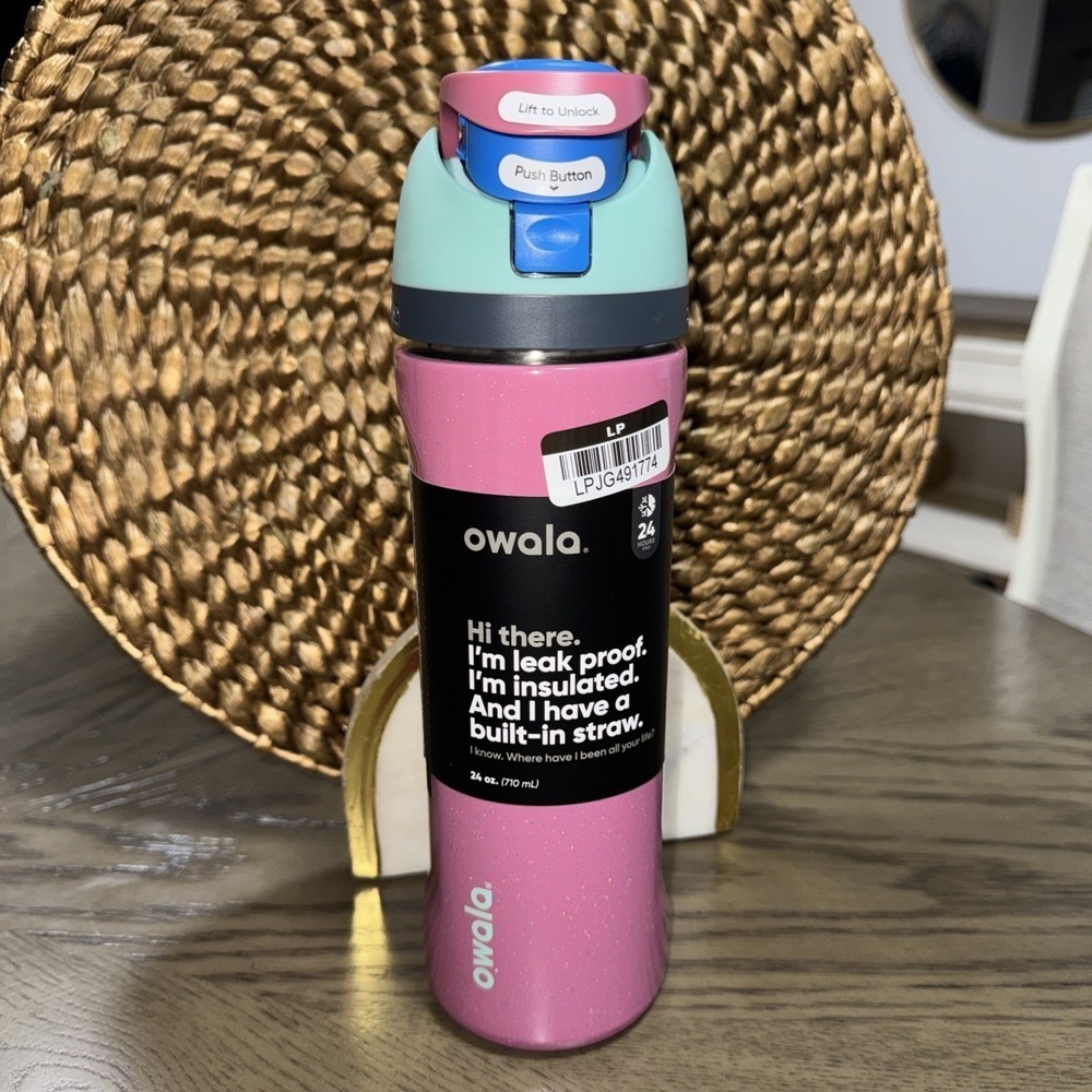 Owala‎ 24oz Freesip Stainless Limited EDT Waterbottle Bubble Gum Burst Color NWT